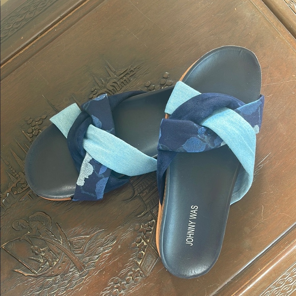 Johnny Was Blue Minimalist Sandals